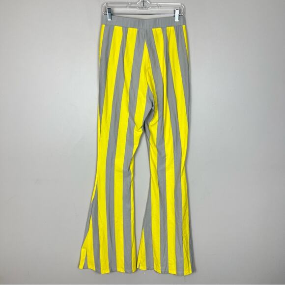 NWT Shane Justin Runway Flare Pants sz 2XL Yellow Grey Stripe Cotton Authentic - Picture 3 of 9